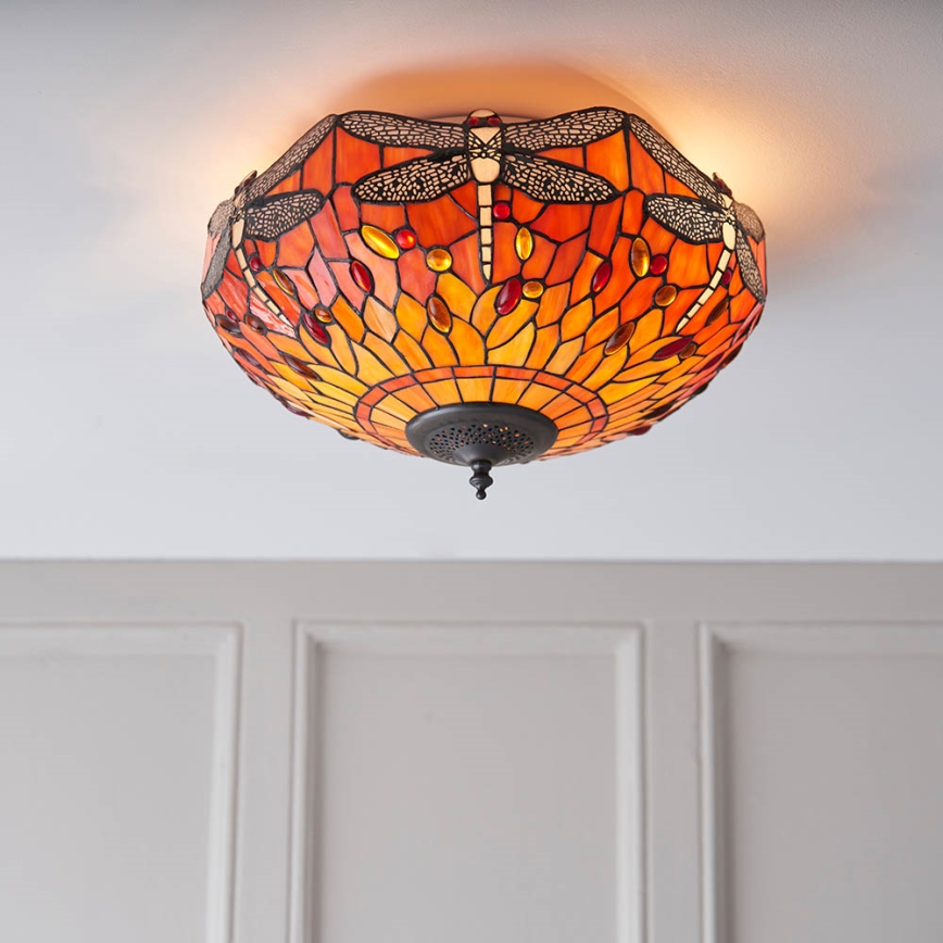 Endon 70721 - Tiffany DRAGONFLY laelamp 2xE27/60W/230V, läbimõõt 41 cm