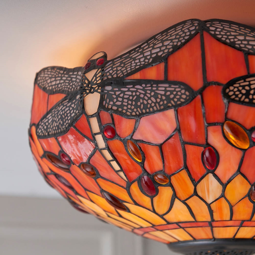 Endon 70721 - Tiffany DRAGONFLY laelamp 2xE27/60W/230V, läbimõõt 41 cm