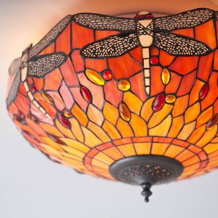 Endon 70721 - Tiffany DRAGONFLY laelamp 2xE27/60W/230V, läbimõõt 41 cm