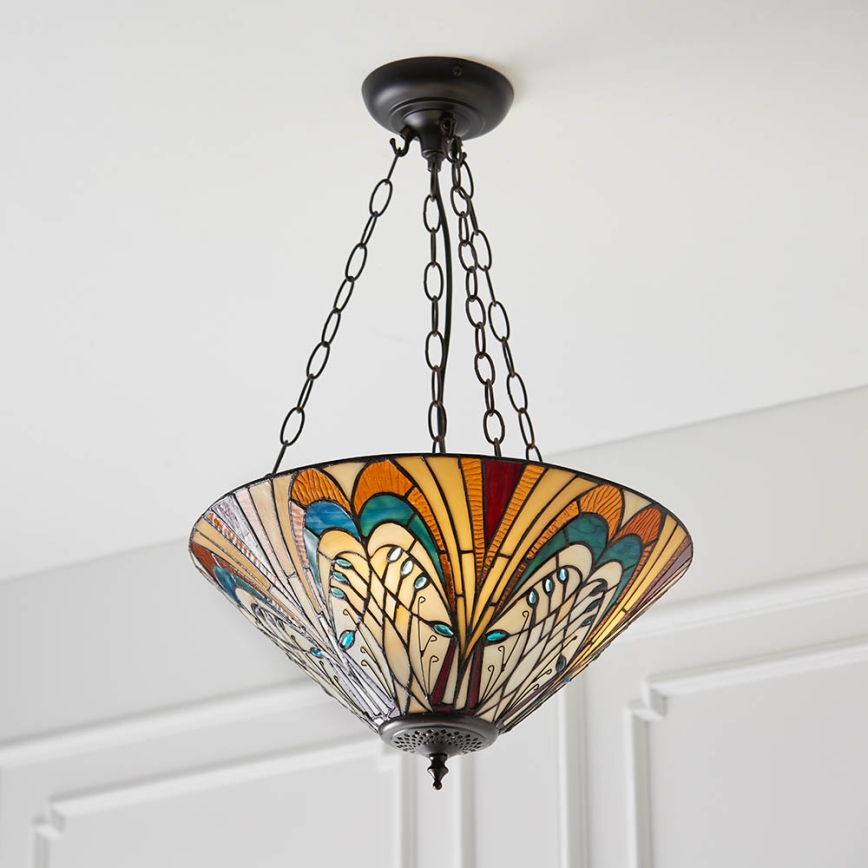 Endon 70750 - Tiffany HECTOR kettaga ripplühter, 3xE27/60W/230V, läbimõõt 40 cm