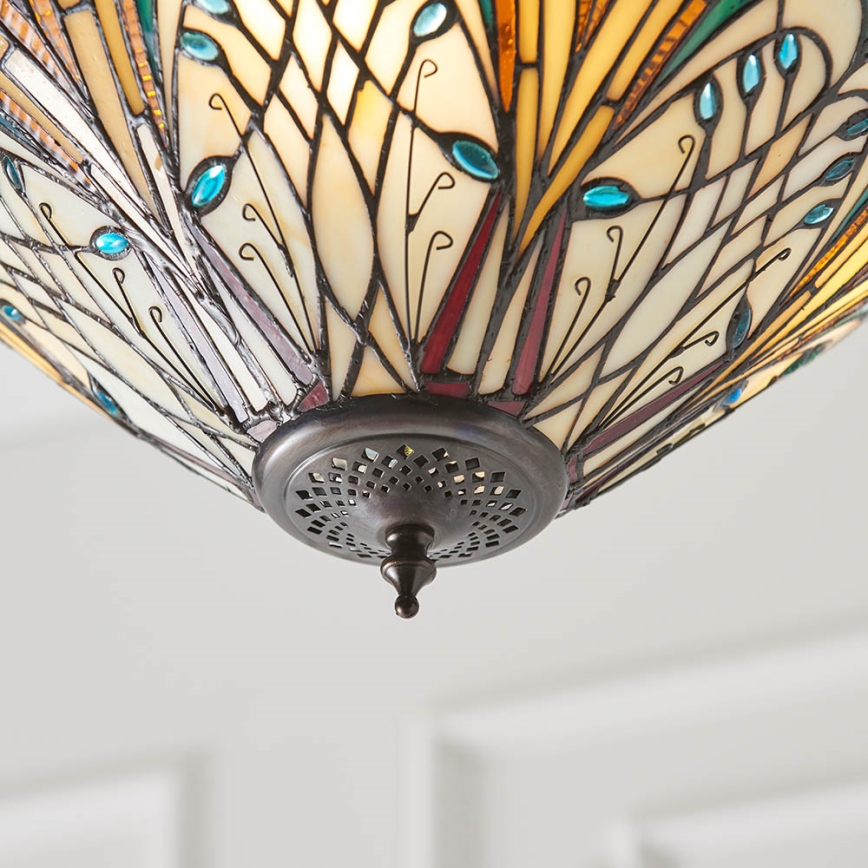 Endon 70750 - Tiffany HECTOR kettaga ripplühter, 3xE27/60W/230V, läbimõõt 40 cm