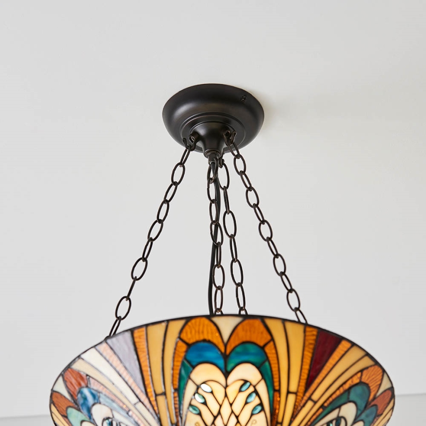 Endon 70750 - Tiffany HECTOR kettaga ripplühter, 3xE27/60W/230V, läbimõõt 40 cm