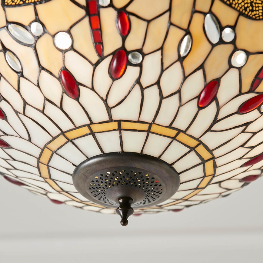 Endon 70759 - Kettaga ripplühter Tiffany DRAGONFLY 3xE27/60W/230V, läbimõõt 41 cm