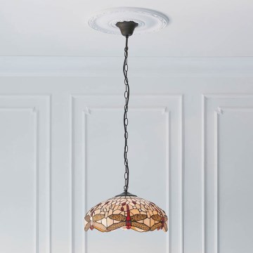 Endon 70824 - Ketiga rippuv kroonlühter Tiffany DRAGONFLY 3xE27/60W/230V, läbimõõt 41 cm
