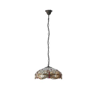 Endon 70824 - Ketiga rippuv kroonlühter Tiffany DRAGONFLY 3xE27/60W/230V, läbimõõt 41 cm