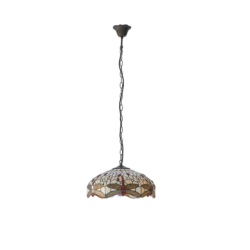 Endon 70824 - Ketiga rippuv kroonlühter Tiffany DRAGONFLY 3xE27/60W/230V, läbimõõt 41 cm