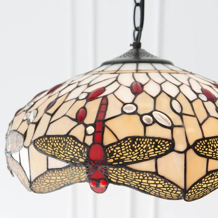 Endon 70824 - Ketiga rippuv kroonlühter Tiffany DRAGONFLY 3xE27/60W/230V, läbimõõt 41 cm