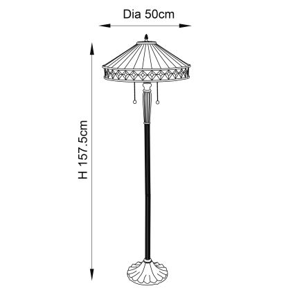 Endon 70936 - põrandalamp FARGO 2xE27/60W/230V läbimõõt 50 cm