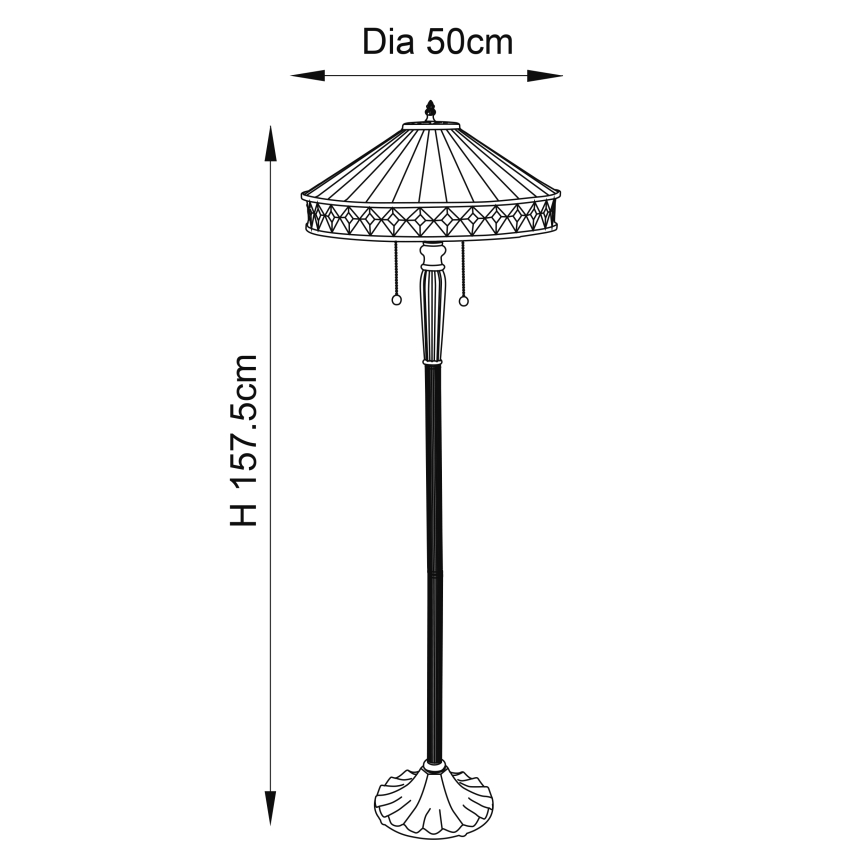 Endon 70936 - põrandalamp FARGO 2xE27/60W/230V läbimõõt 50 cm