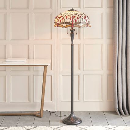 Endon 70940 - Tiffany põrandalamp DRAGONFLY 2xE27/60W/230V läbimõõt 50 cm