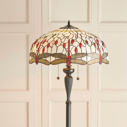 Endon 70940 - Tiffany põrandalamp DRAGONFLY 2xE27/60W/230V läbimõõt 50 cm