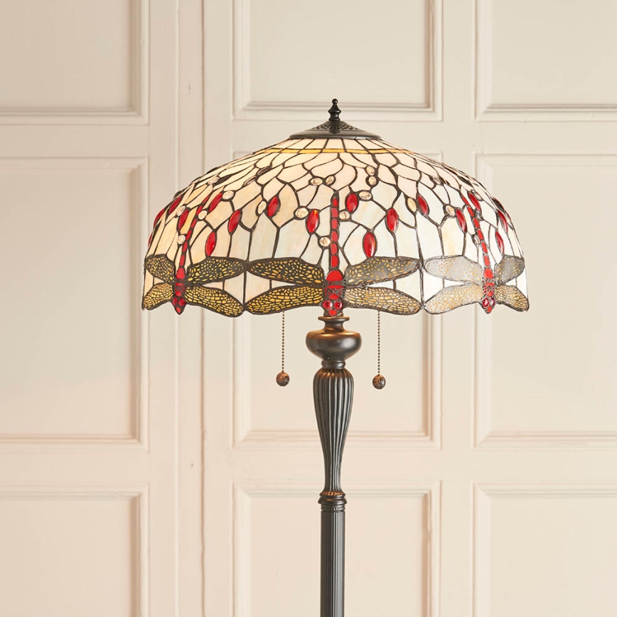 Endon 70940 - Tiffany põrandalamp DRAGONFLY 2xE27/60W/230V läbimõõt 50 cm