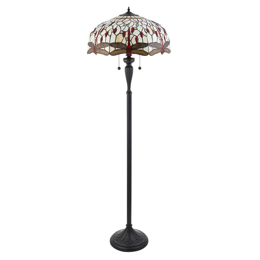 Endon 70940 - Tiffany põrandalamp DRAGONFLY 2xE27/60W/230V läbimõõt 50 cm