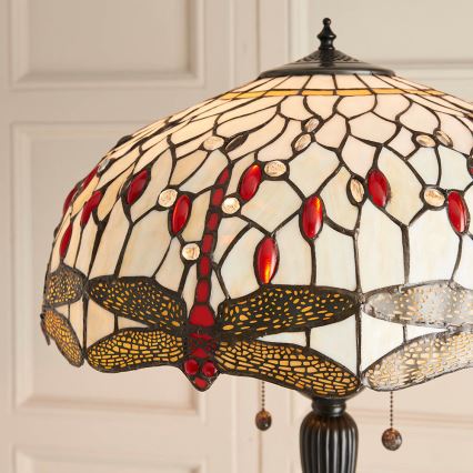 Endon 70940 - Tiffany põrandalamp DRAGONFLY 2xE27/60W/230V läbimõõt 50 cm