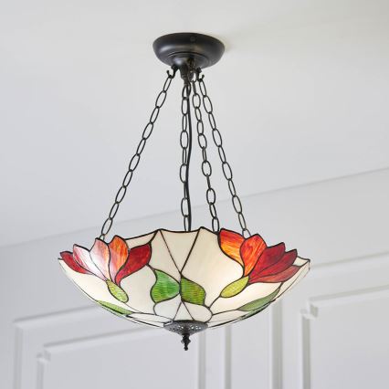 Endon 70946 - Tiffany BOTANICA ketiga ripp-lühter, 3×E27, maks. 60 W, 230 V, Ø 45 cm