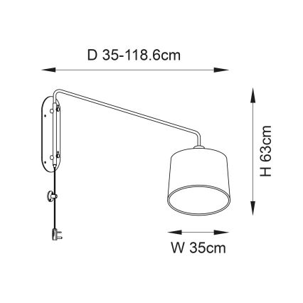 Endon 79380 - Seinavalgusti CARLSON 1xE27/40W/230V hall/must