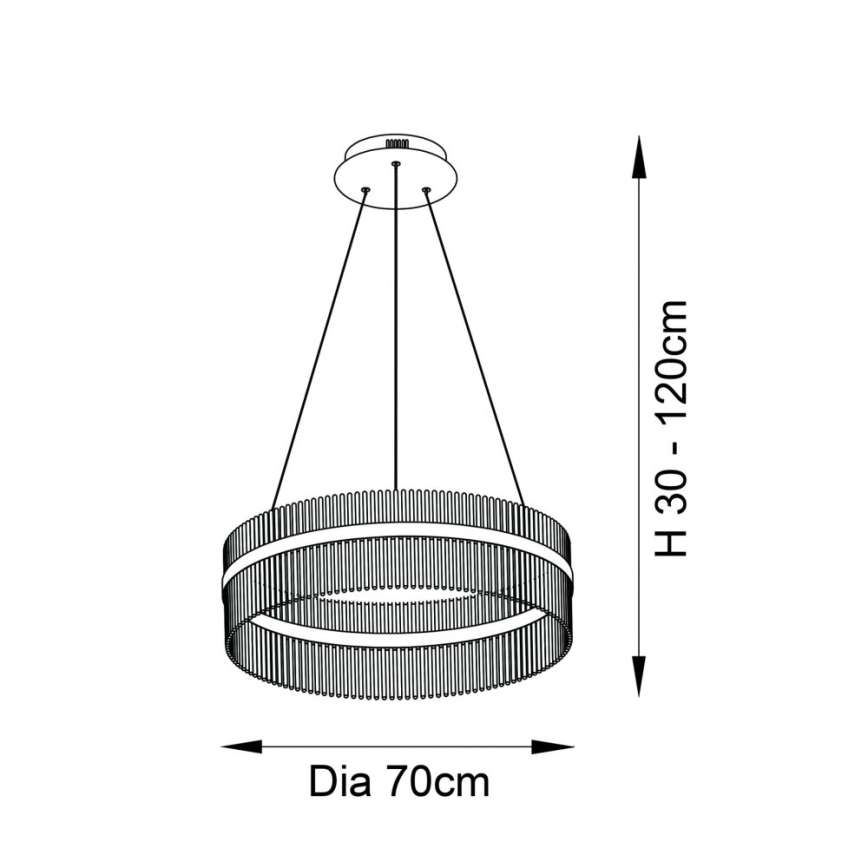 Endon 81908 - LED reguleeritav ripplamp kaablil ADRIEL LED/58W/230V 3000K läbipaistev/kuldne, läbimõõt 70 cm