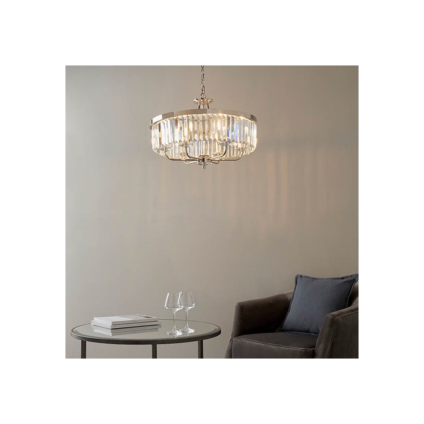 Endon 90263 - CHESTERFIELD ketiga kroonlühter 6xE14/6W/230V läbimõõt 55 cm läikiv kroom