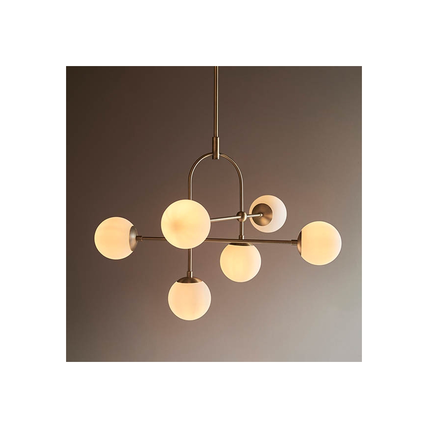 Endon 90842 - Varrega lühter 6xE14/7W/230V messing/valge