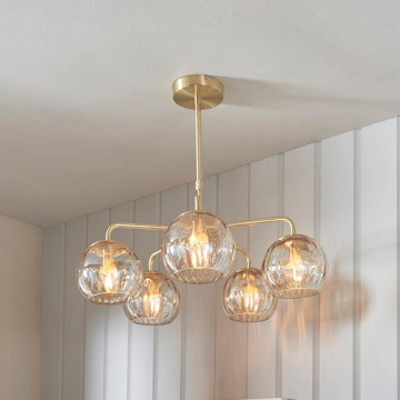 Endon 91969 - Laelühter varrega DIMPLE 5xE14/25W/230V kuldne