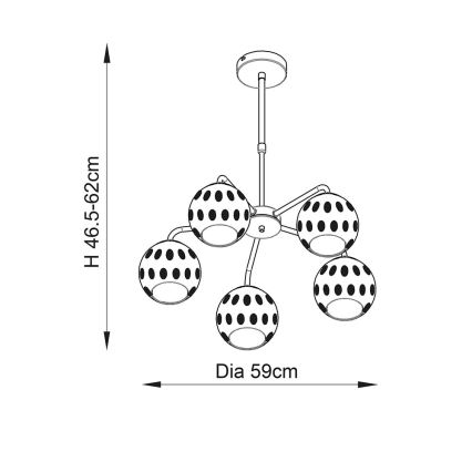 Endon 91969 - Laelühter varrega DIMPLE 5xE14/25W/230V kuldne