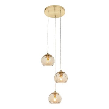 Endon 91971 - Ripplamp kaablil DIMPLE 3xE14/7W/230V kuldne/suitsune beež