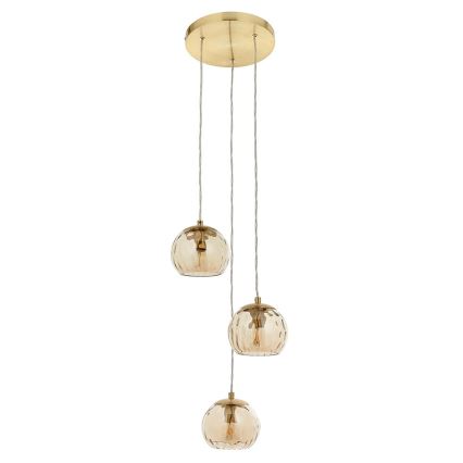 Endon 91971 - Ripplamp kaablil DIMPLE 3xE14/7W/230V kuldne/suitsune beež