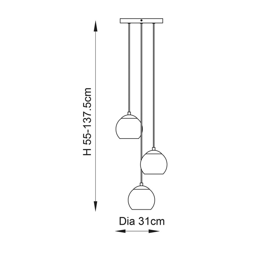 Endon 91971 - Rippvalgusti kaabliga DIMPLE 3xE14/25W/230V kuldne/suitsune beež