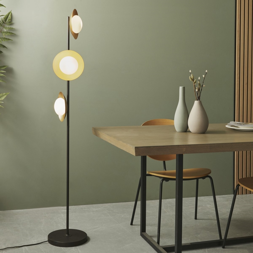 Endon 92039 - Põrandalamp RUFFLE 3xG9/3W/230V must/kuldne