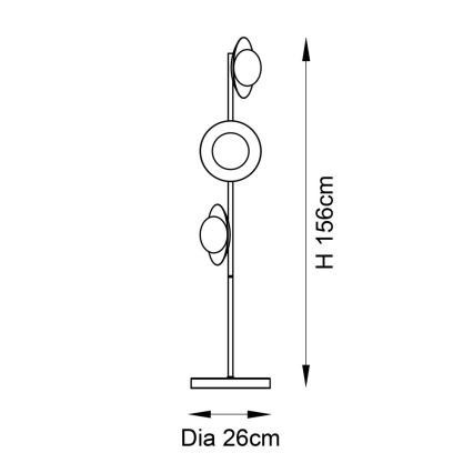 Endon 92039 - Põrandalamp RUFFLE 3xG9/3W/230V must/kuldne
