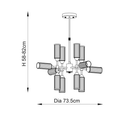 Endon 92214 - lühter varrega TOUR 12xG9/3W/230V messing