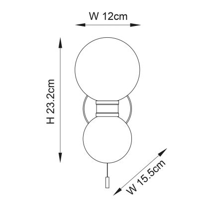 Endon 93523 - Vannitoa seinavalgusti PULSA 2xG9/3W/230V IP44 must