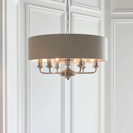 Endon 94357 - ketiga ripplühter HIGHCLERE 6xE14/40W/230V läbimõõt 55 cm beež/mattkroom