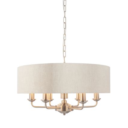 Endon 94357 - ketiga ripplühter HIGHCLERE 6xE14/40W/230V läbimõõt 55 cm beež/mattkroom