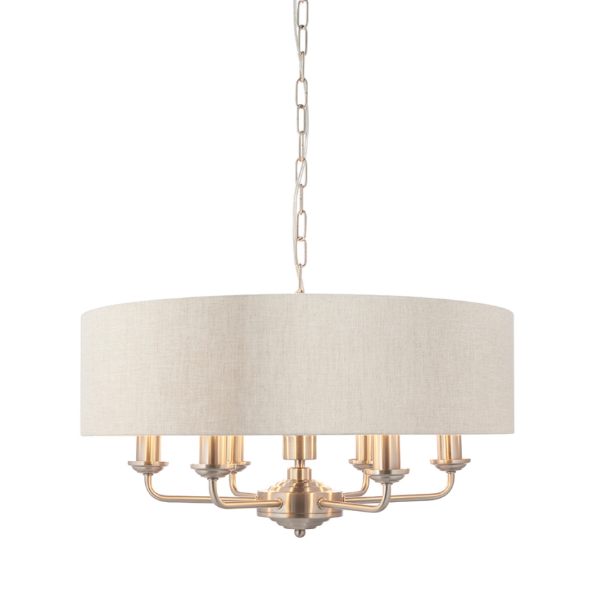 Endon 94357 - ketiga ripplühter HIGHCLERE 6xE14/40W/230V läbimõõt 55 cm beež/mattkroom