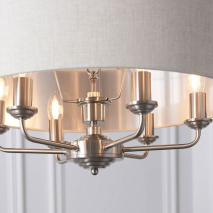 Endon 94357 - ketiga ripplühter HIGHCLERE 6xE14/40W/230V läbimõõt 55 cm beež/mattkroom