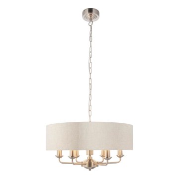 Endon 94357 - ketiga ripplühter HIGHCLERE 6xE14/40W/230V läbimõõt 55 cm beež/mattkroom