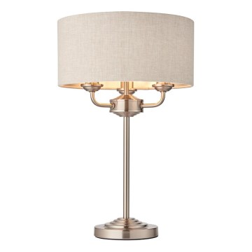 Endon 94369 - Laualamp HIGHCLERE 3xE14/18W/230V beež/matt kroom d. 32 cm