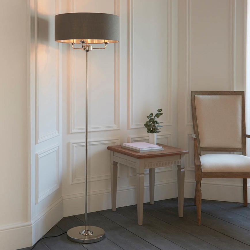 Endon 94378 - Põrandalamp HIGHCLERE 1xE14/40W/230V hall/läikiv kroom