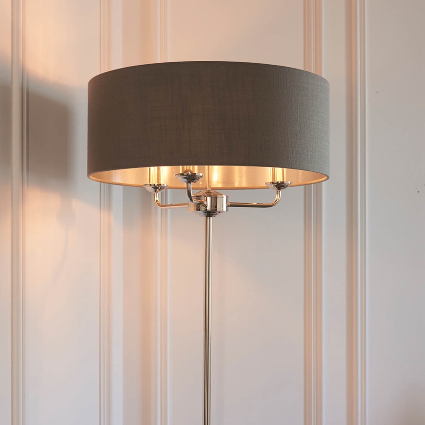 Endon 94378 - Põrandalamp HIGHCLERE 1xE14/40W/230V hall/läikiv kroom