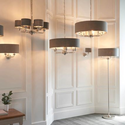 Endon 94378 - Põrandalamp HIGHCLERE 1xE14/40W/230V hall/läikiv kroom