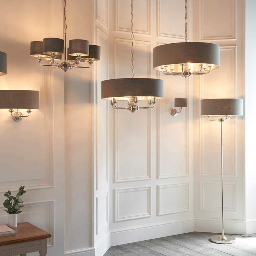 Endon 94378 - Põrandalamp HIGHCLERE 1xE14/40W/230V hall/läikiv kroom