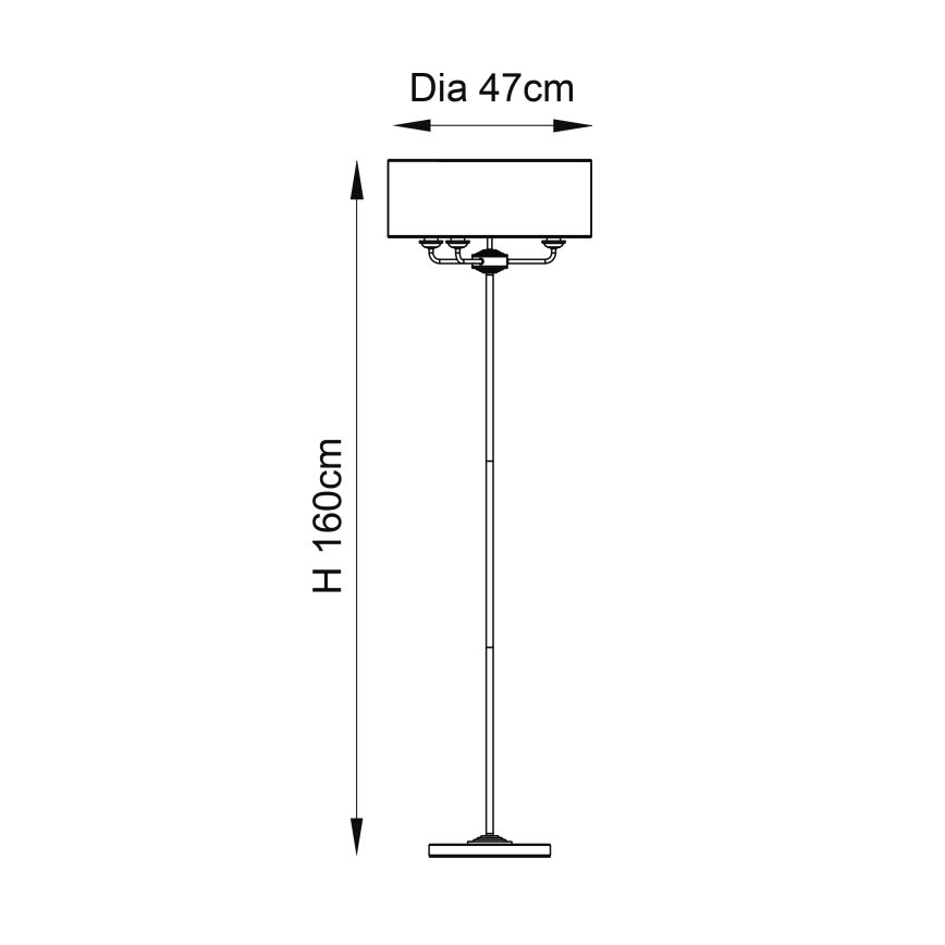 Endon 94378 - Põrandalamp HIGHCLERE 1xE14/40W/230V hall/läikiv kroom