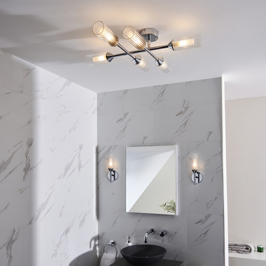 Endon 95045 - Pinnale kinnitatav lühter vannituppa NATORI 6xG9/3W/230V IP44 läikiv kroom