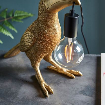 Endon 95077 - Laualamp TOCO TOUCAN 1xE27/10W/230V kuldne