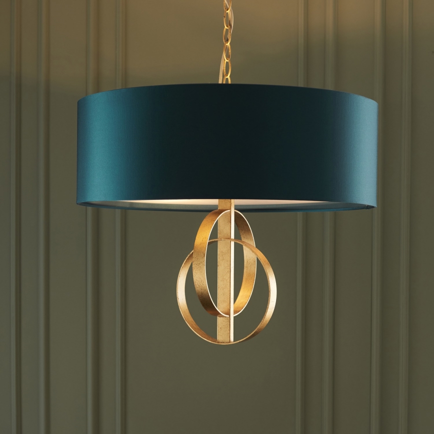 Endon 95220 - Ripplühter ketiga 3×E27/10W/230V, läbimõõt 60 cm, sinine/messing