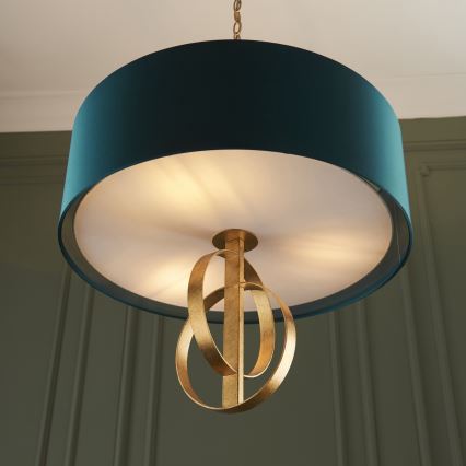 Endon 95220 - Ripplühter ketiga 3×E27/10W/230V, läbimõõt 60 cm, sinine/messing
