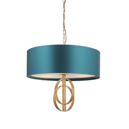 Endon 95220 - Ripplühter ketiga 3×E27/10W/230V, läbimõõt 60 cm, sinine/messing