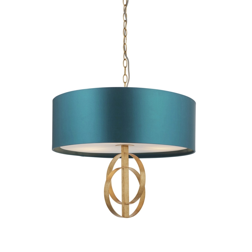 Endon 95220 - Ripplühter ketiga 3×E27/10W/230V, läbimõõt 60 cm, sinine/messing