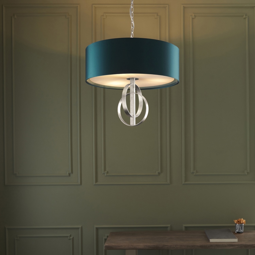 Endon 95224 - Ketiga ripp-lühter, 3×E27, 10 W, 230 V, läbimõõt 60 cm, sinine/hall